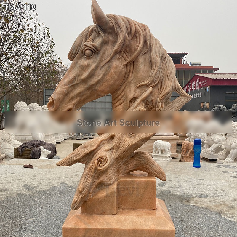 Marble Horse Head Sculpture Elegant Indoor Home Decor detail image
