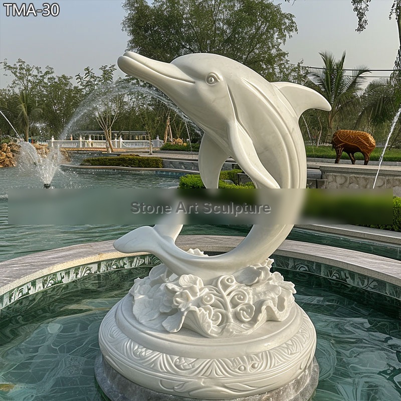 Marble Dolphin Statue Outdoor Pool Decor for Sale detail image