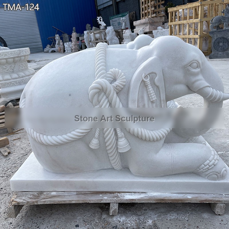 Pair of Sitting Elephant Statues for Home Decor TMA-124 detail image
