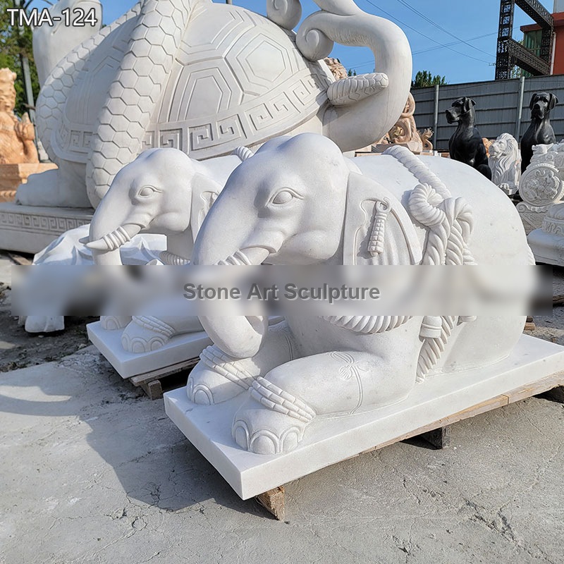 Pair of Sitting Elephant Statues for Home Decor TMA-124 detail image