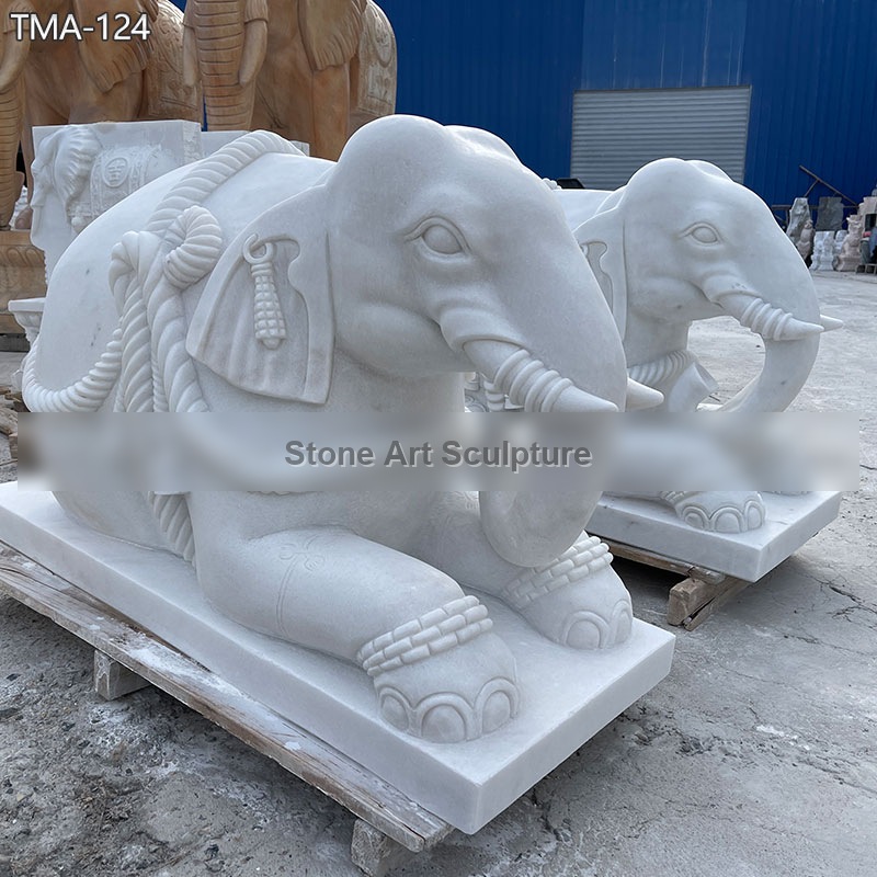 Pair of Sitting Elephant Statues for Home Decor TMA-124 detail image