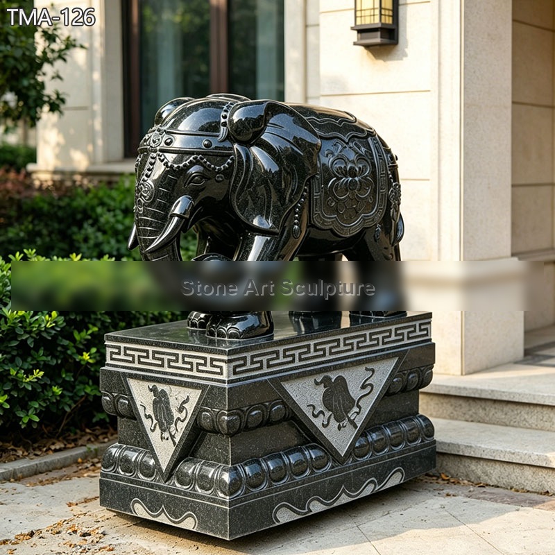 Black Marble Elephant Statue TMA-126