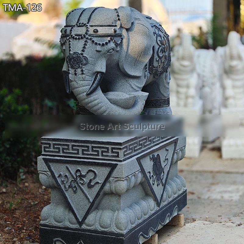 Black Marble Elephant Statue TMA-126 detail image