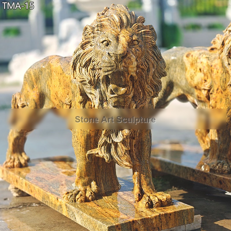 Vintage Italian Marble Life Size Lion Statue TMA-15 detail image