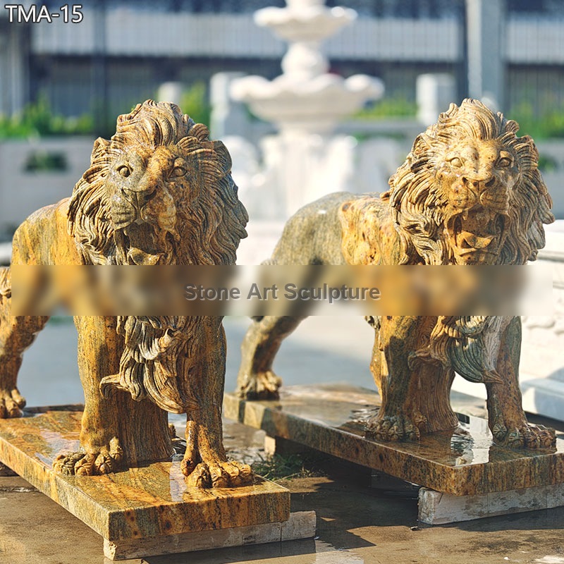 Vintage Italian Marble Life Size Lion Statue TMA-15 detail image