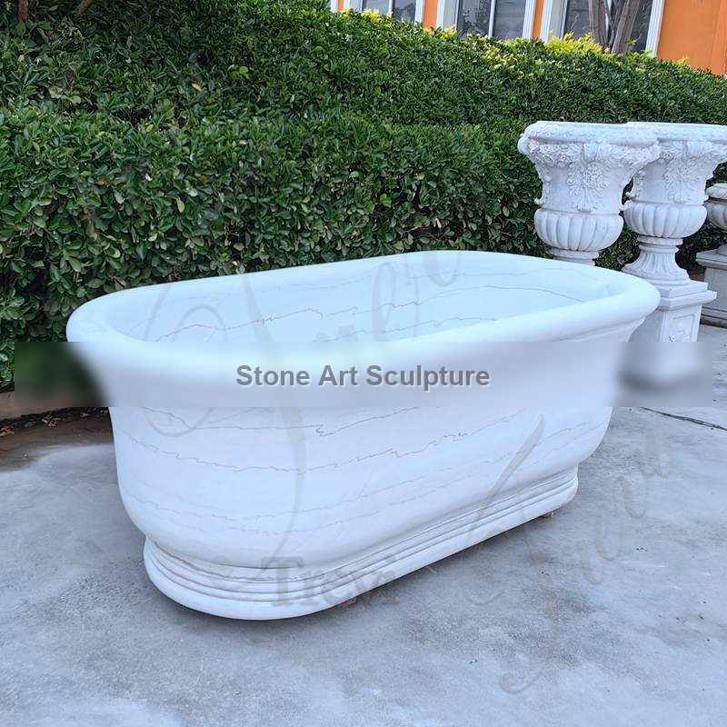 High-Quality White Marble Bathtub for Home TMAD-05 detail image