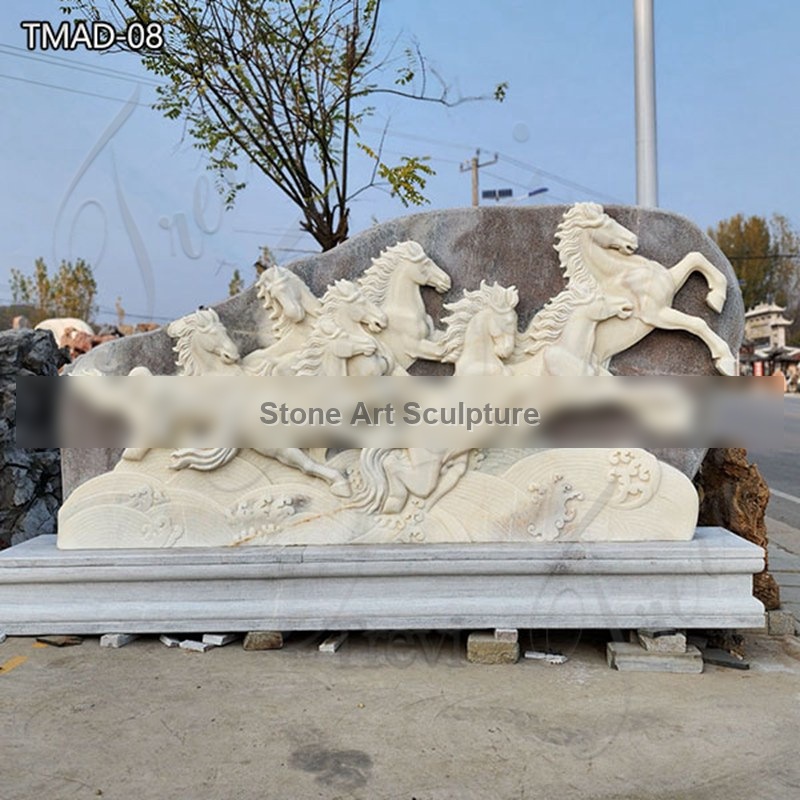 Realistic Marble Horse Relief for Home Decor TMAD-08