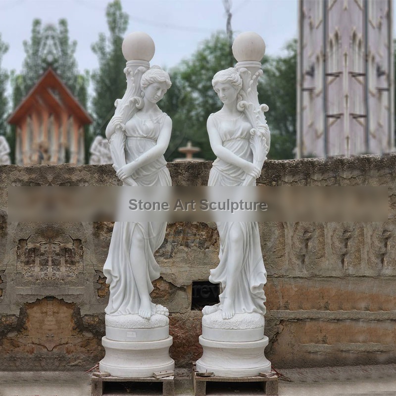 White Marble Life-Size Lady Lamp Garden Decor Factory Supply TMAD-12 detail image