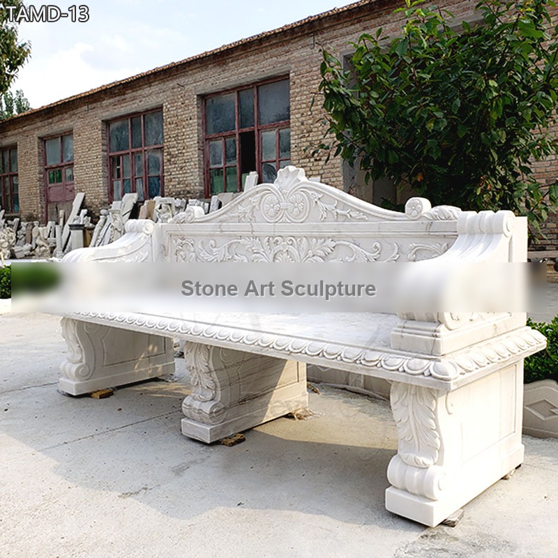 High-Quality Outdoor Marble Bench for Garden Decor TMAD-13 detail image