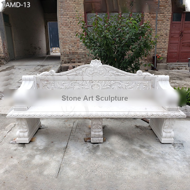 High-Quality Outdoor Marble Bench for Garden Decor TMAD-13 detail image