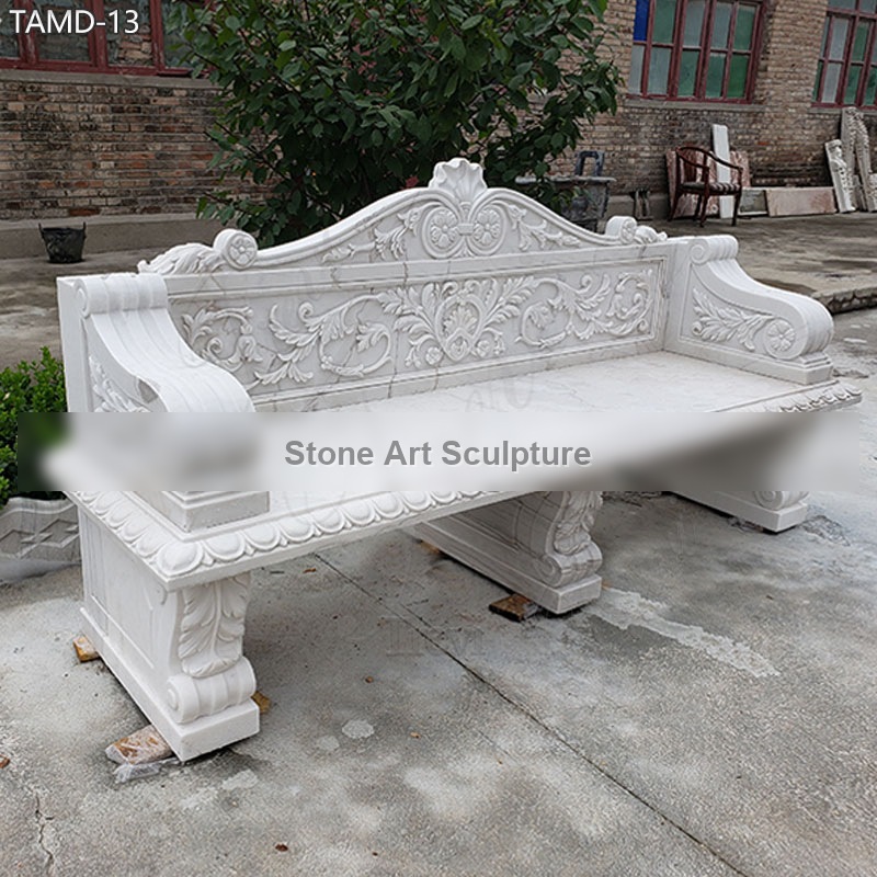 High-Quality Outdoor Marble Bench for Garden Decor TMAD-13 detail image