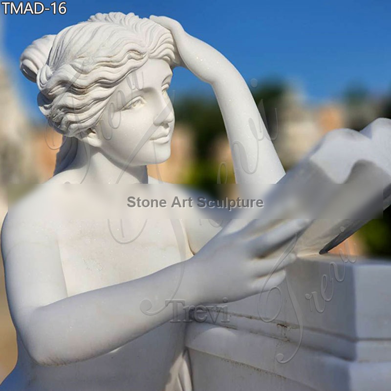 Hand-Carving Marble Garden Bench with Lady Statue for Sale TMAD-16 detail image