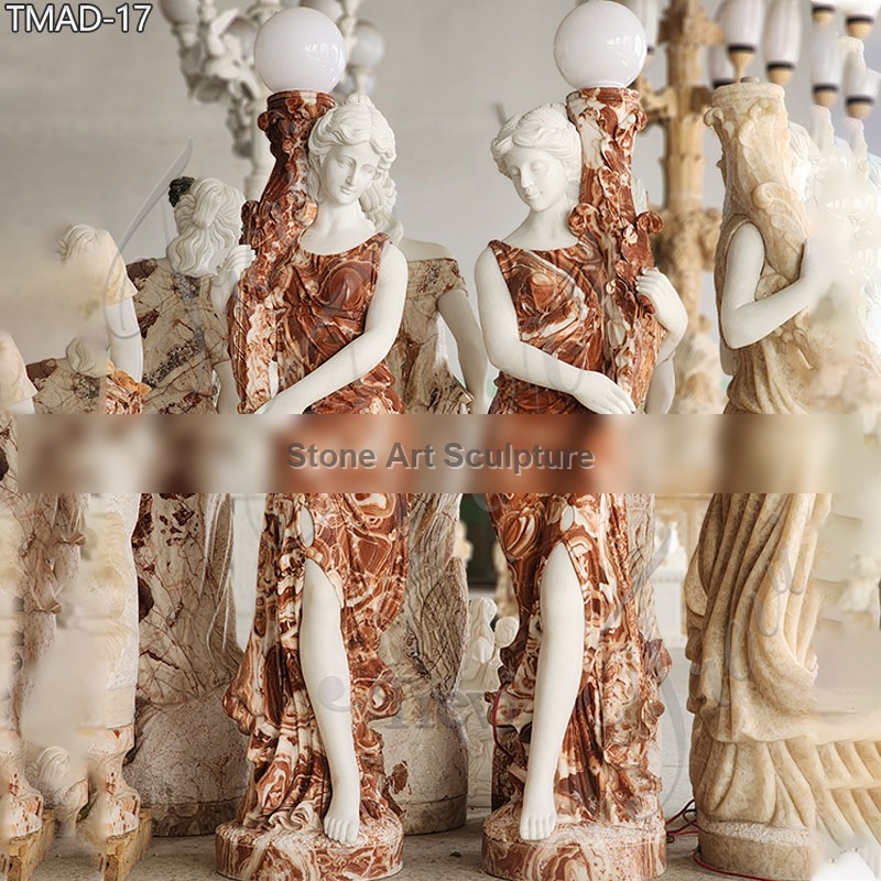 Life-Size Marble Statue Lamp with Lady Sculpture Factory Supply TMAD-17 detail image
