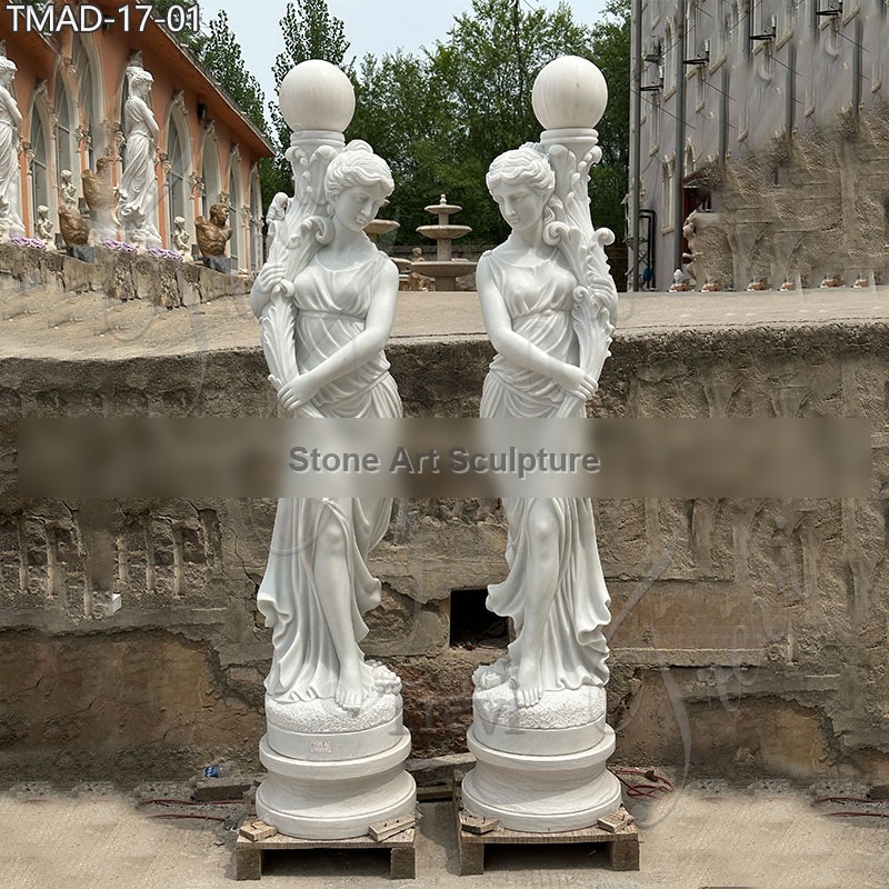 Life-Size Marble Statue Lamp with Lady Sculpture Factory Supply TMAD-17 detail image