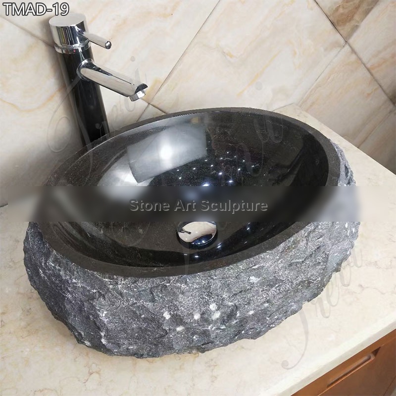High Quality Fancy Black Marble Sink for Sale Factory Supply TMAD-19 detail image