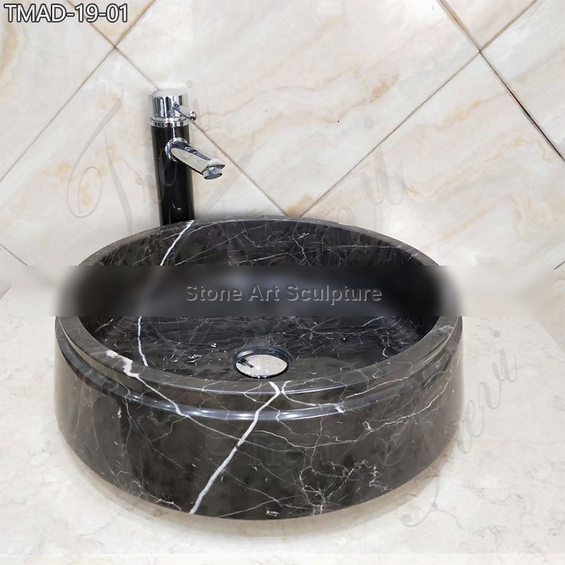 High Quality Fancy Black Marble Sink for Sale Factory Supply TMAD-19 detail image