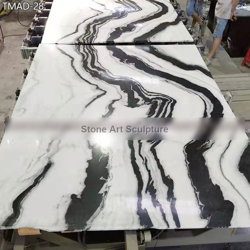 Italian Panda White Marble Slab with Black Veins detail image