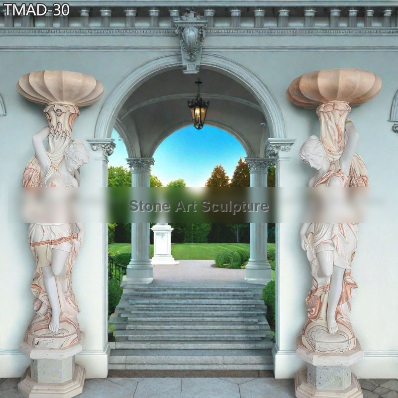 Greek Stone Statue Lamp for Villa Decor