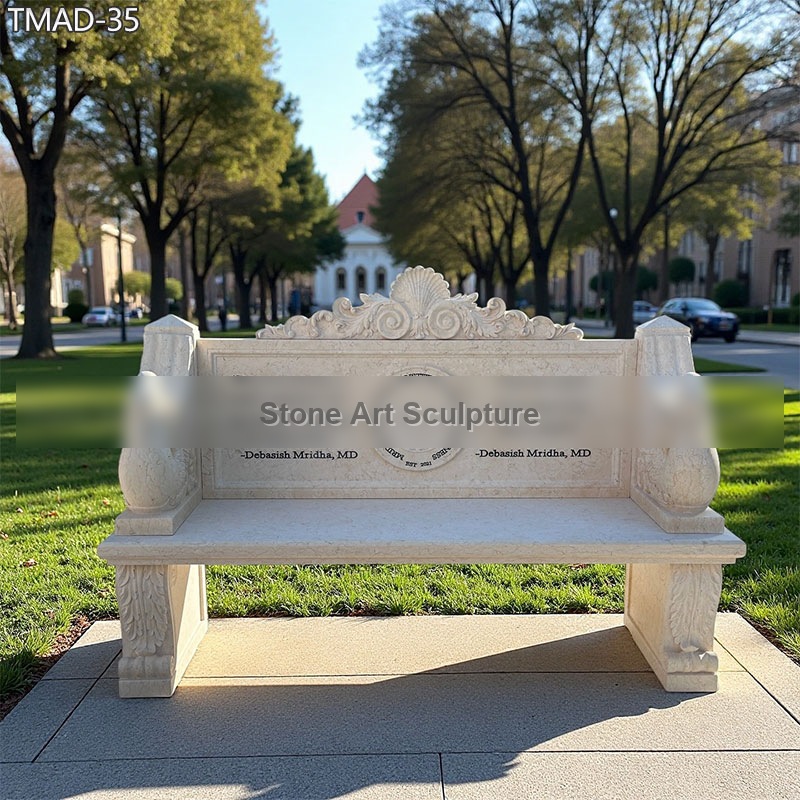 Hand Carved Marble Bench Memorial
