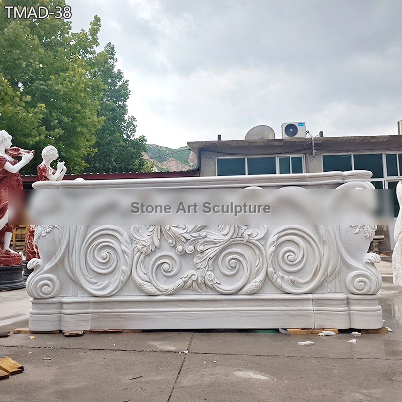 Marble Outdoor Bar Counter with Floral Relief detail image