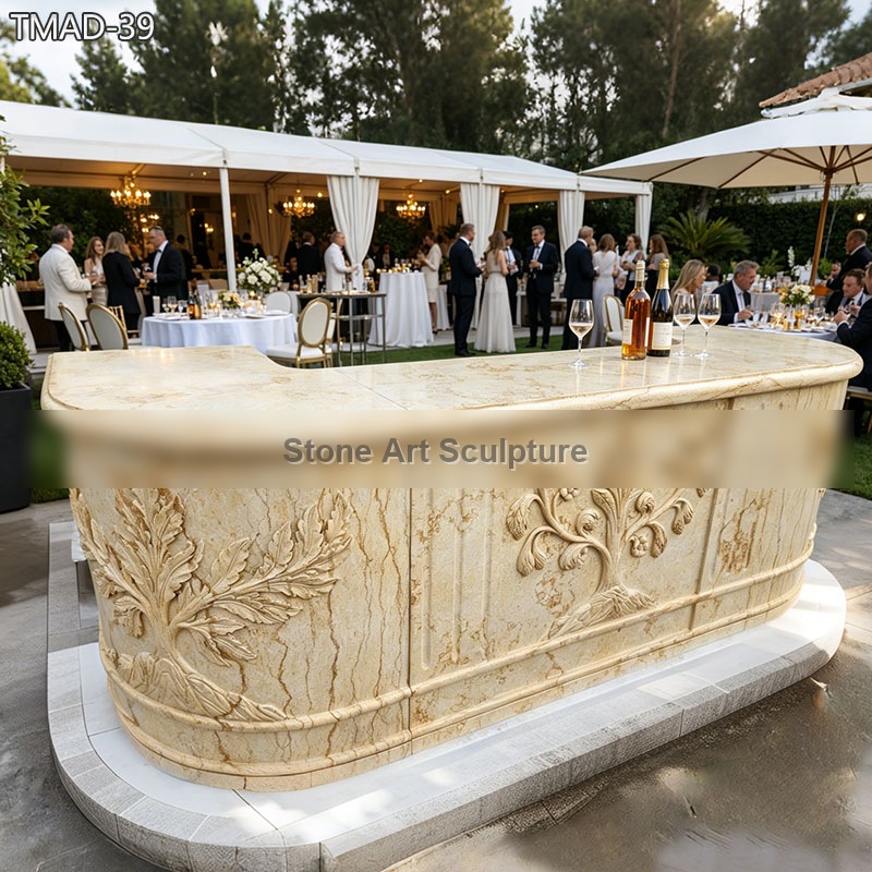 Hand-carved Marble Bar Counter for Wedding Venue project reference