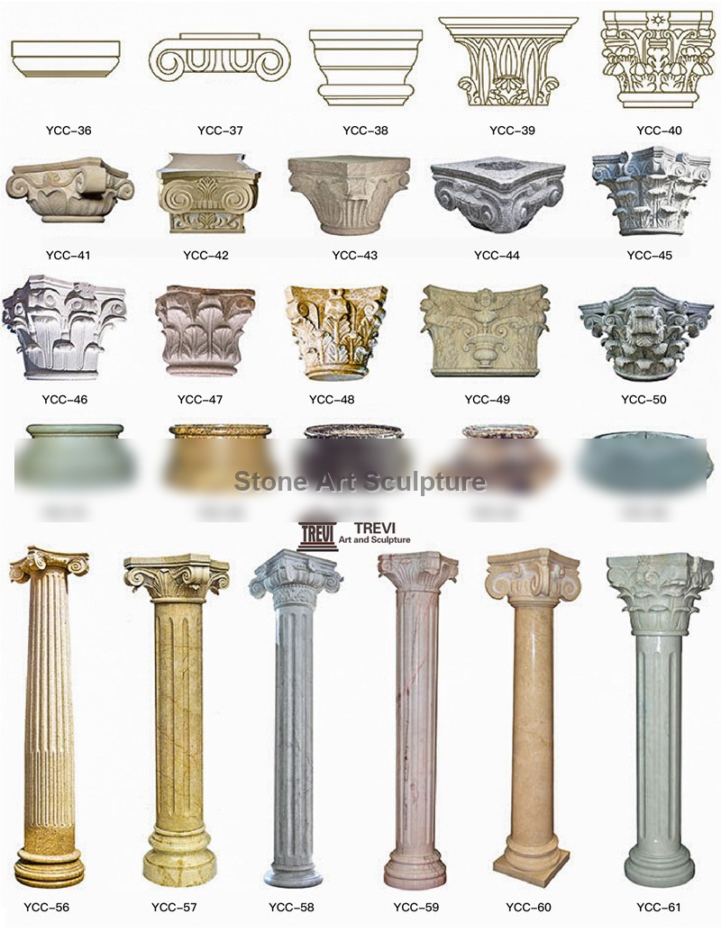 Large Decorative White Marble Columns TMC-08 detail image