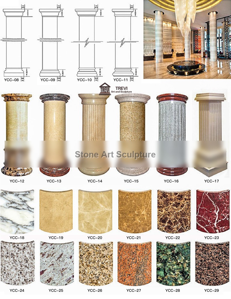 Large Decorative White Marble Columns TMC-08 detail image
