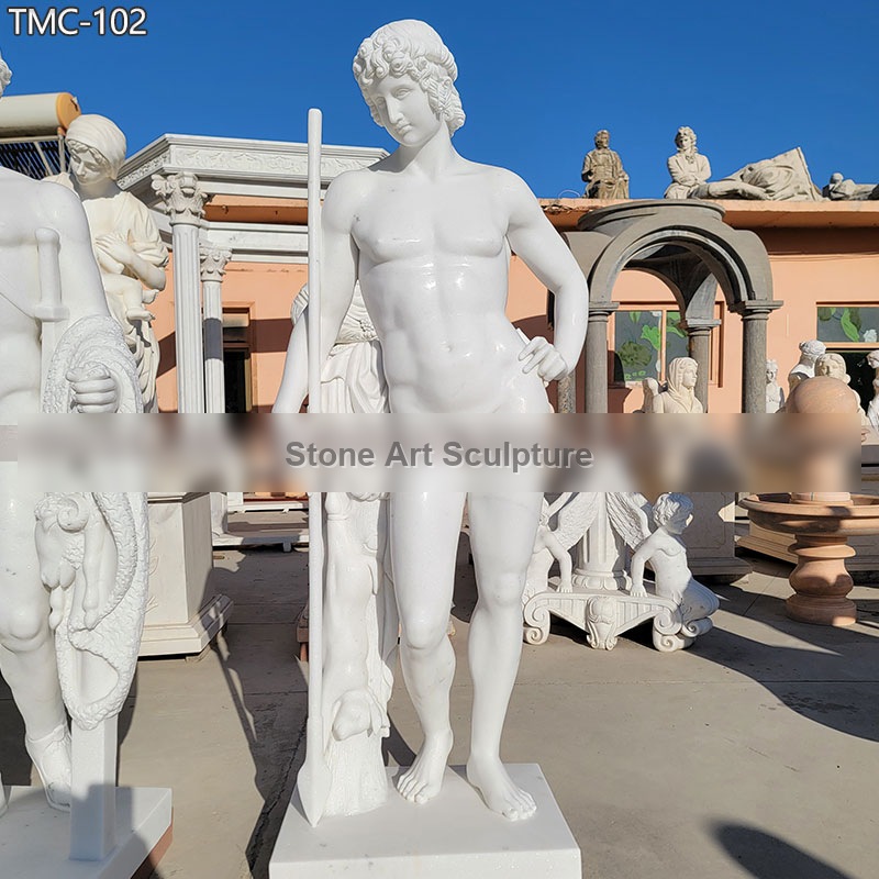 Life Size Marble Nude Male Sculpture Contemporary Decor detail image