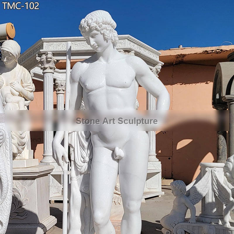 Life Size Marble Nude Male Sculpture Contemporary Decor detail image