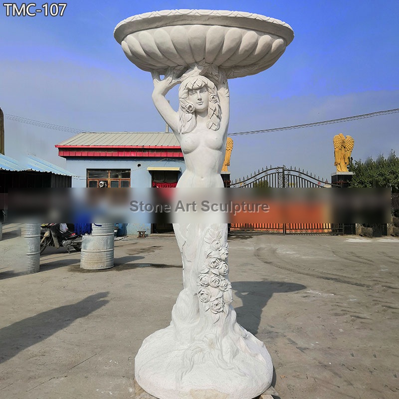 Marble Goddess Garden Statue with Planter for Villa TMC-107 detail image