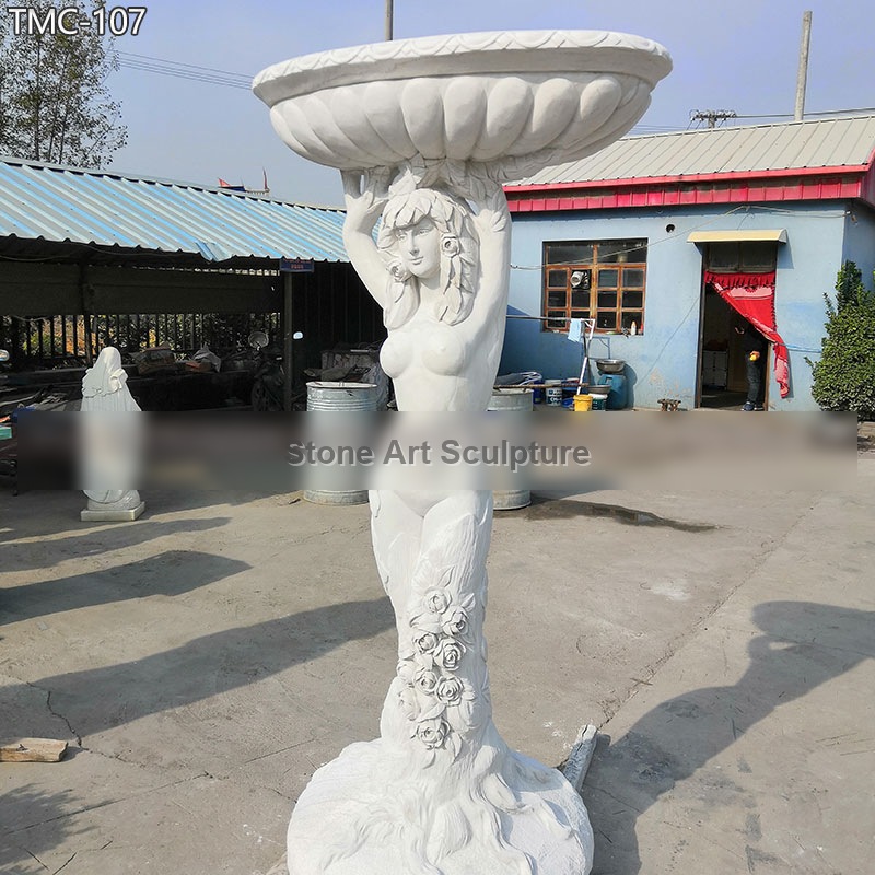 Marble Goddess Garden Statue with Planter for Villa TMC-107 detail image