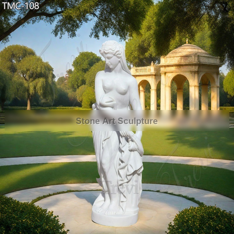 Classic Marble Bathing Woman Statue detail image