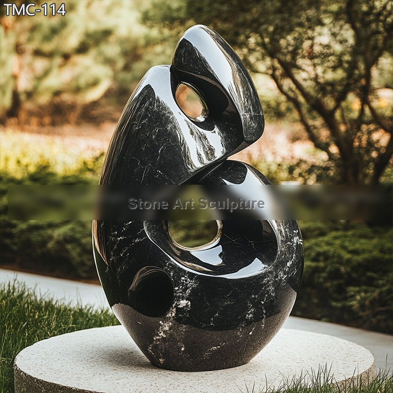 Modern Abstract Black Marble Sculpture