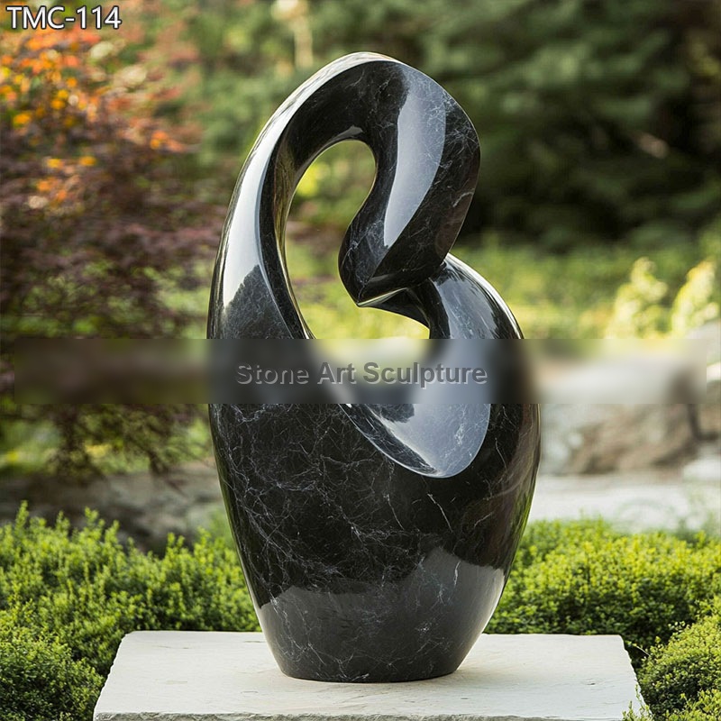 Modern Abstract Black Marble Sculpture detail image
