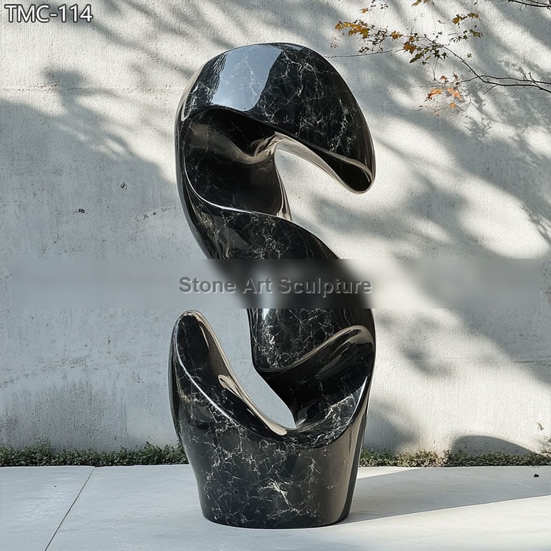 Modern Abstract Black Marble Sculpture detail image