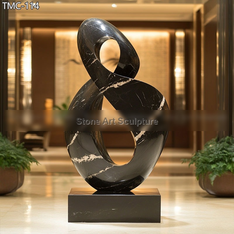 Modern Abstract Black Marble Sculpture detail image