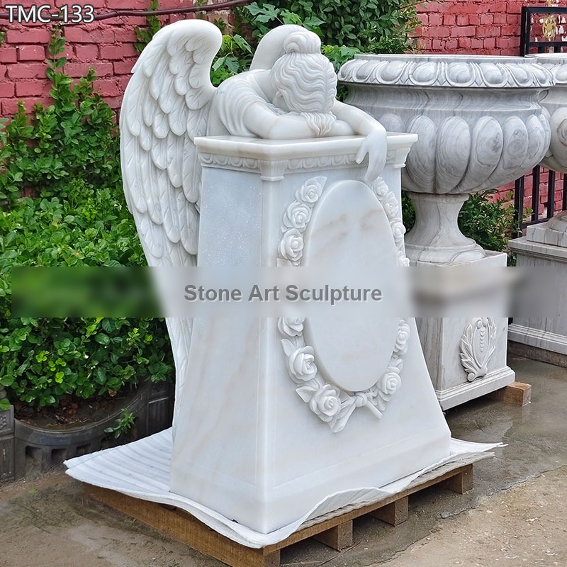 Marble Grief Angel Statue Memorial for Sale detail image