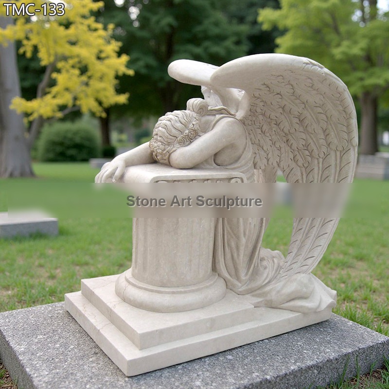 Marble Grief Angel Statue Memorial for Sale detail image