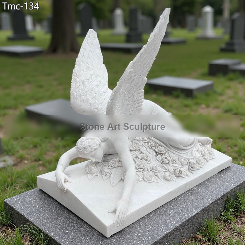 Mourning Angel Lying down Statue for Graveyard detail image