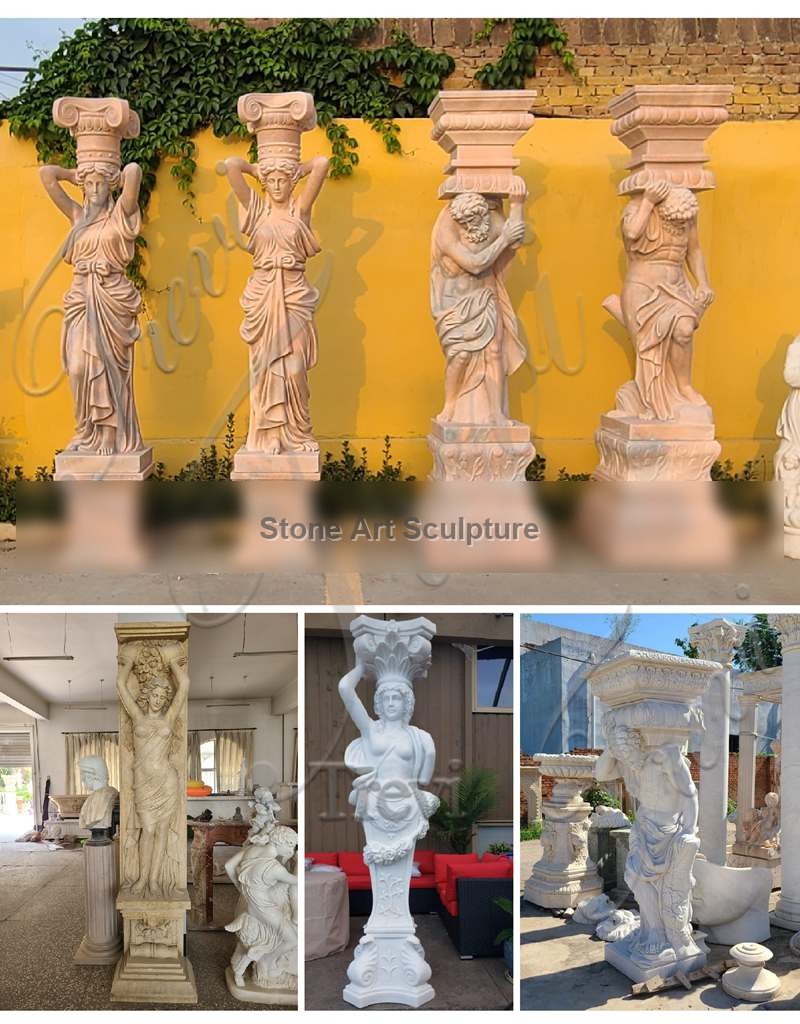White Marble Charming Female Statue Column Supplier TMC-14 detail image