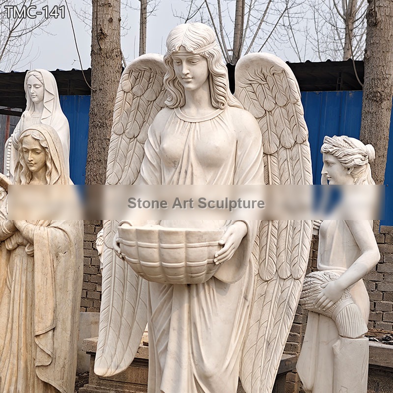 6 Feet Church Angel Statue Holding a Basin detail image