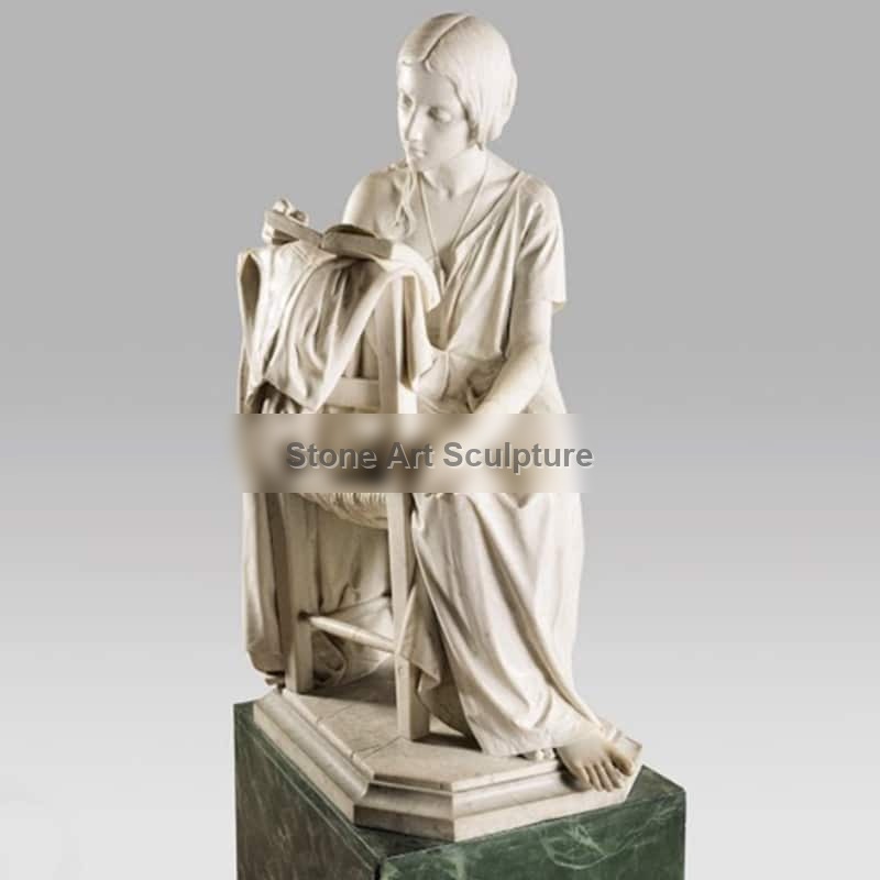 Elegant Marble Reading Girl Sculpture Replica Supplier TMC-50 detail image