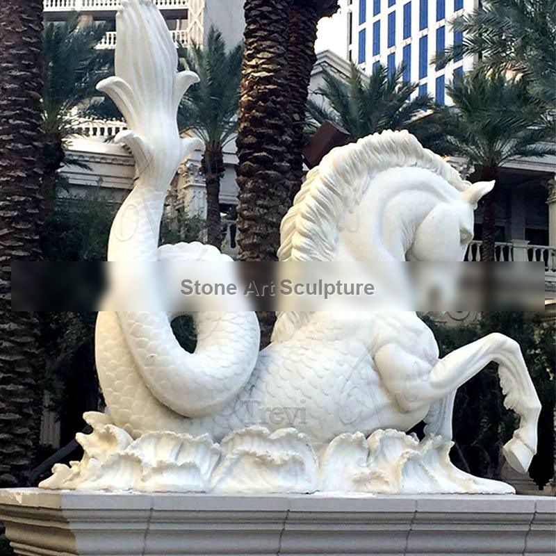 Marble Greek Hippocampus Statue Mythology God of War Art Replica TMC-68 detail image