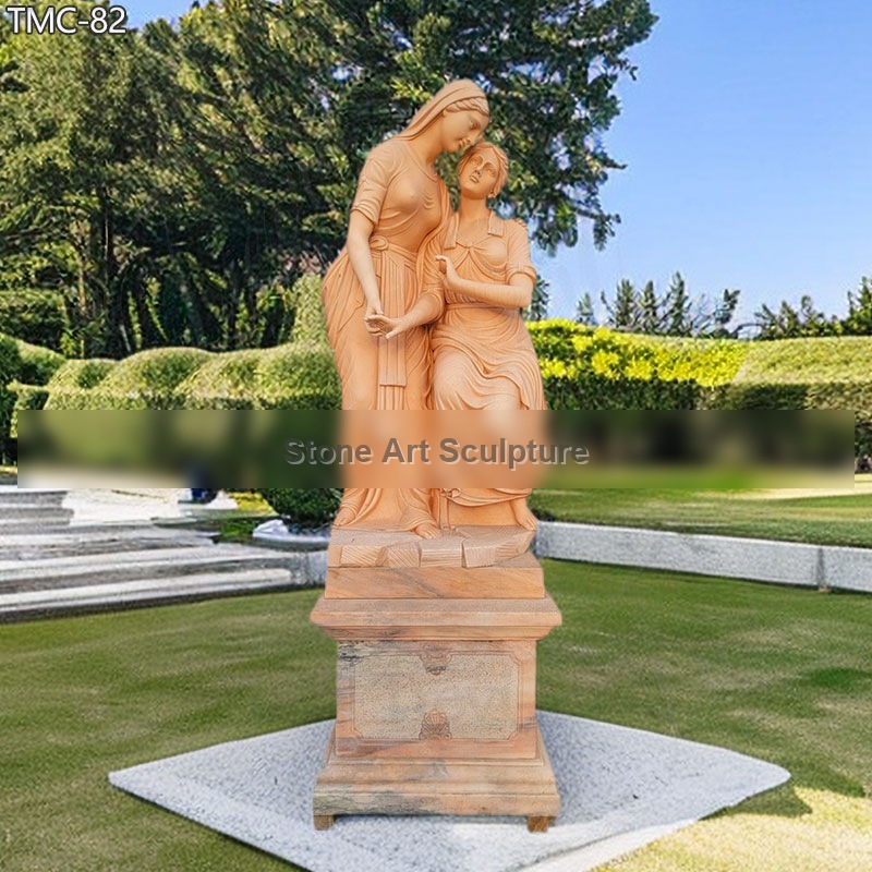 Sunset Red Female Garden Ornaments Marble Lady Sculpture