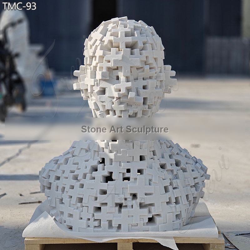 White Mosaic Marble Bust Abstract Art Interior Decor for Sale