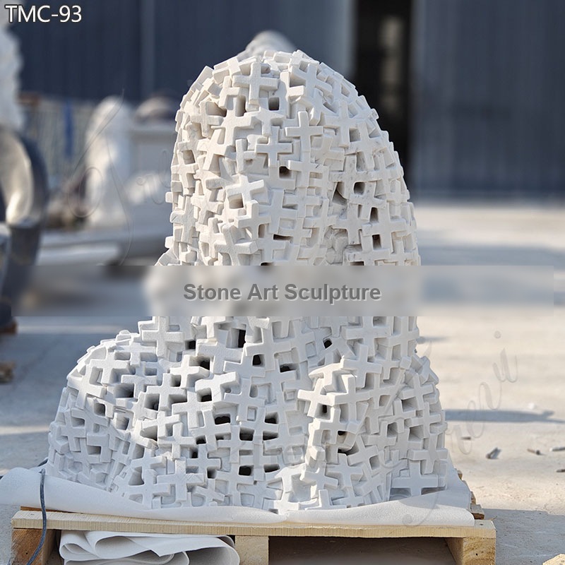 White Mosaic Marble Bust Abstract Art Interior Decor for Sale detail image