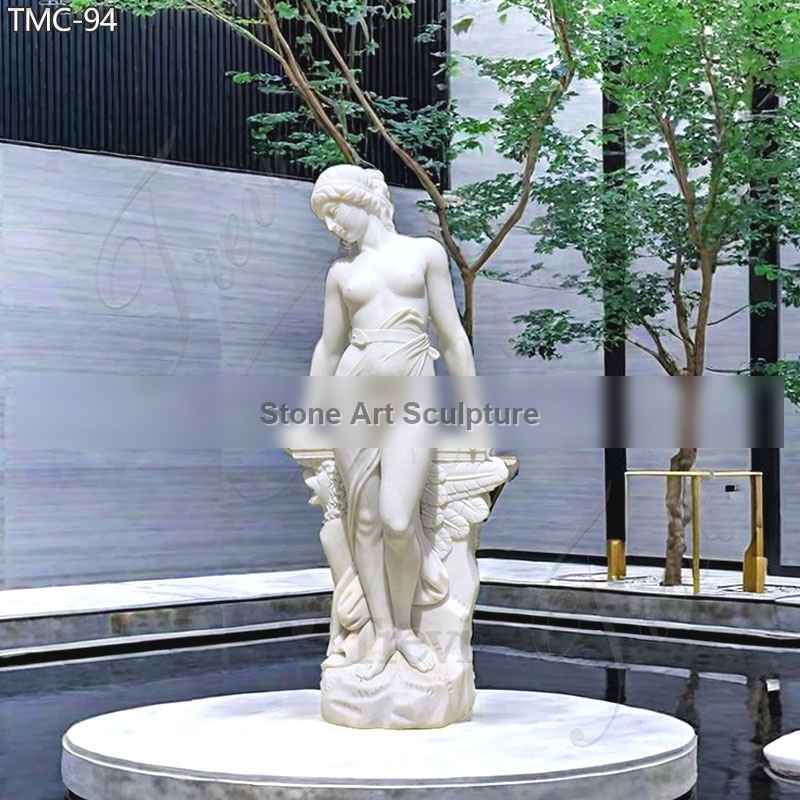 Beautiful Nude Woman Italian Marble Garden Statue Outdoor Decor for Sale