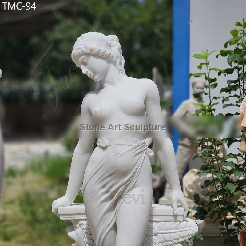 Beautiful Nude Woman Italian Marble Garden Statue Outdoor Decor for Sale detail image