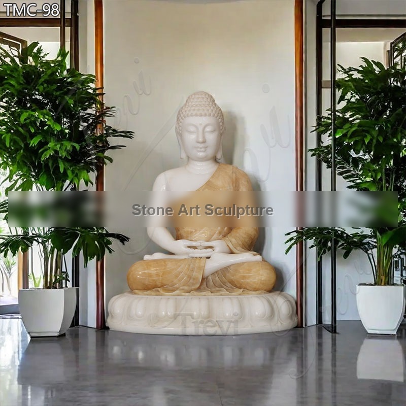 White Marble Buddha Head Bust for Sale detail image