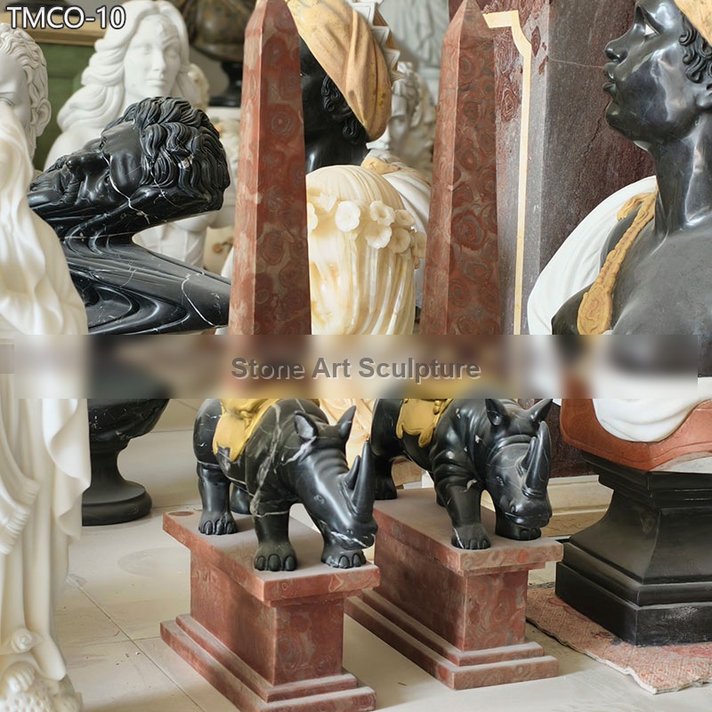 Marble Stone Obelisk with Animal Statue for Sale detail image